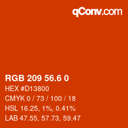 カラーコード: RGB 209 56.6 0 | qconv.com