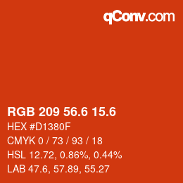 カラーコード: RGB 209 56.6 15.6 | qconv.com