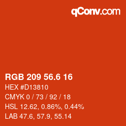 カラーコード: RGB 209 56.6 16 | qconv.com