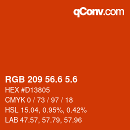 カラーコード: RGB 209 56.6 5.6 | qconv.com