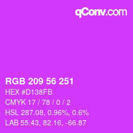颜色代码: RGB 209 56 251 | qconv.com