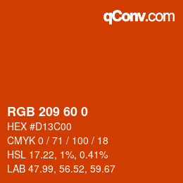 カラーコード: RGB 209 60 0 | qconv.com