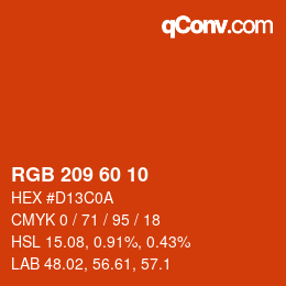 颜色代码: RGB 209 60 10 | qconv.com