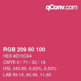 カラーコード: RGB 209 60 100 | qconv.com