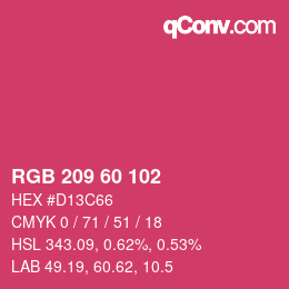 カラーコード: RGB 209 60 102 | qconv.com