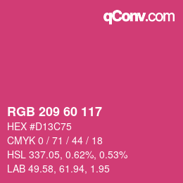 カラーコード: RGB 209 60 117 | qconv.com