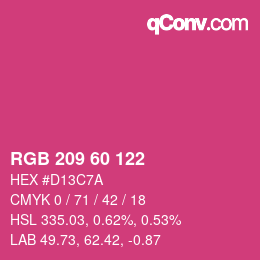 カラーコード: RGB 209 60 122 | qconv.com