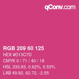 カラーコード: RGB 209 60 125 | qconv.com
