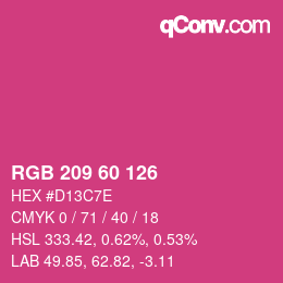 カラーコード: RGB 209 60 126 | qconv.com