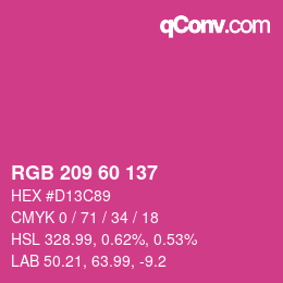 カラーコード: RGB 209 60 137 | qconv.com