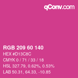 カラーコード: RGB 209 60 140 | qconv.com