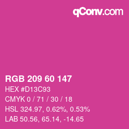 カラーコード: RGB 209 60 147 | qconv.com