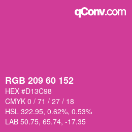カラーコード: RGB 209 60 152 | qconv.com