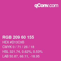 カラーコード: RGB 209 60 155 | qconv.com