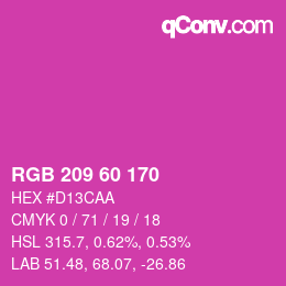 カラーコード: RGB 209 60 170 | qconv.com