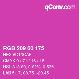 カラーコード: RGB 209 60 175 | qconv.com