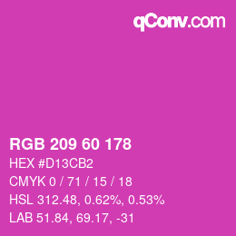 カラーコード: RGB 209 60 178 | qconv.com