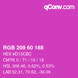 カラーコード: RGB 209 60 188 | qconv.com
