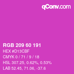 カラーコード: RGB 209 60 191 | qconv.com