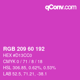 Color code: RGB 209 60 192 | qconv.com