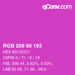 カラーコード: RGB 209 60 193 | qconv.com