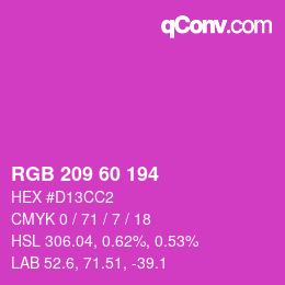 カラーコード: RGB 209 60 194 | qconv.com