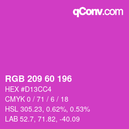 カラーコード: RGB 209 60 196 | qconv.com