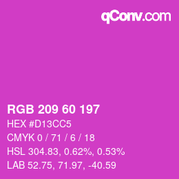 カラーコード: RGB 209 60 197 | qconv.com