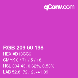 カラーコード: RGB 209 60 198 | qconv.com