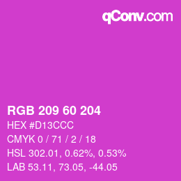 カラーコード: RGB 209 60 204 | qconv.com