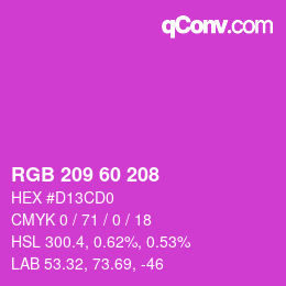 カラーコード: RGB 209 60 208 | qconv.com