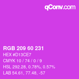 颜色代码: RGB 209 60 231 | qconv.com