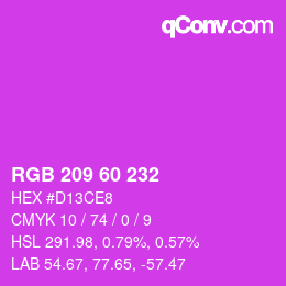 颜色代码: RGB 209 60 232 | qconv.com