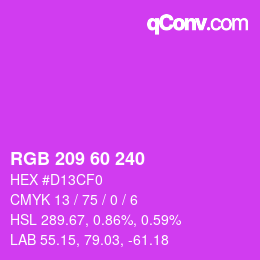 カラーコード: RGB 209 60 240 | qconv.com