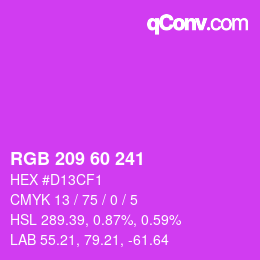 カラーコード: RGB 209 60 241 | qconv.com