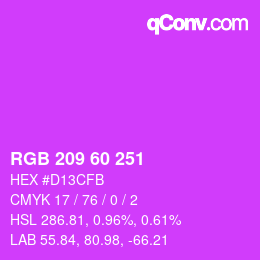 Color code: RGB 209 60 251 | qconv.com