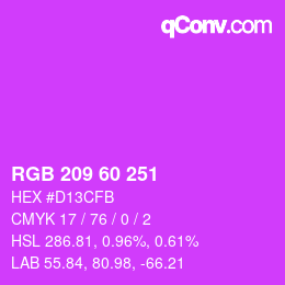 Color code: RGB 209 60 251 | qconv.com