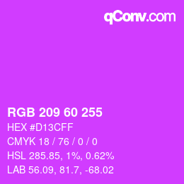 カラーコード: RGB 209 60 255 | qconv.com