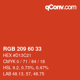 カラーコード: RGB 209 60 33 | qconv.com