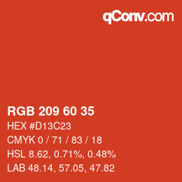カラーコード: RGB 209 60 35 | qconv.com