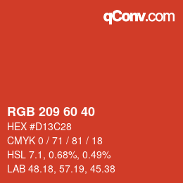 颜色代码: RGB 209 60 40 | qconv.com