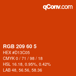 Color code: RGB 209 60 5 | qconv.com