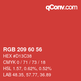カラーコード: RGB 209 60 56 | qconv.com