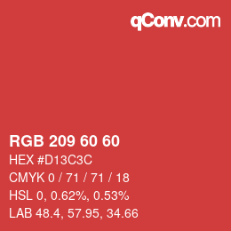 Color code: RGB 209 60 60 | qconv.com