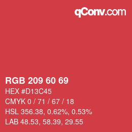 カラーコード: RGB 209 60 69 | qconv.com