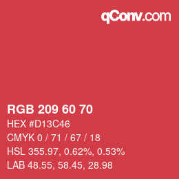 カラーコード: RGB 209 60 70 | qconv.com