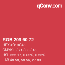 Color code: RGB 209 60 72 | qconv.com