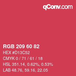カラーコード: RGB 209 60 82 | qconv.com