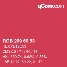 カラーコード: RGB 209 60 83 | qconv.com