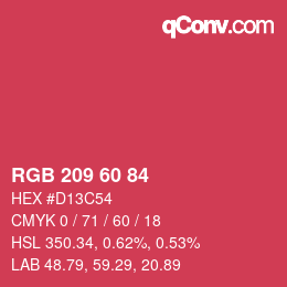 カラーコード: RGB 209 60 84 | qconv.com